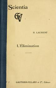 Cover of: élimination.