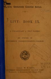 Cover of: Livy: Book IX: a vocabulary [and] test papers