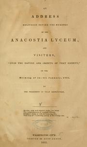 An address delivered before the members of the Anacostia Lyceum and visiters by Clement T. Coote