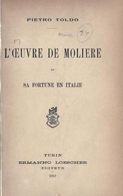 Cover of: L' oeuvre de Molière et sa fortune en Italie