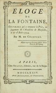 Cover of: Éloge de La Fontaine by Sébastien-Roch-Nicolas Chamfort