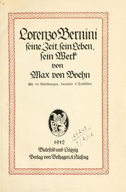 Cover of: Lorenzo Bernini by Max von Boehn