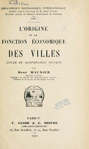 Cover of: origine et la fonction économique des villes: (étude de morphologie sociale)