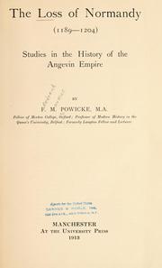 Cover of: The loss of Normandy (1189-1204): Studies in the history of the Angevin empire