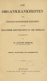 Cover of: Handbuch der historisch-geographischen Pathologie by August Hirsch