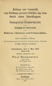 Cover of: Beitrag zur Casuistik von Deckung grosser Defekte am Armdurch einen Buuchlappen by Paul Bodenstein