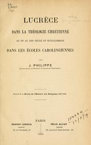 Cover of: Lucrèce dans la théologie chrétienne du IIIe au XIIIe siècle by J. Philippe