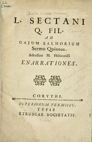 Cover of: L. Sectani Q. Fil.: [pseud.]  Ad Gajum Salmorium sermo quintus