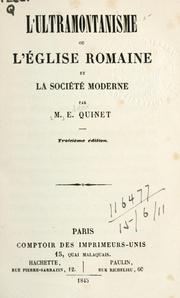 Cover of: ultramontanisme: ou L'église romaine et la société moderne.