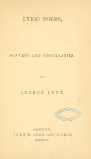Cover of: Lyric poems, sonnets and miscellanies.