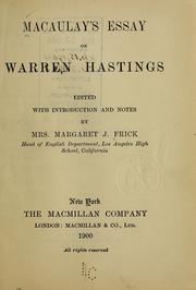 Cover of: Macaulay's essay on Warren Hastings