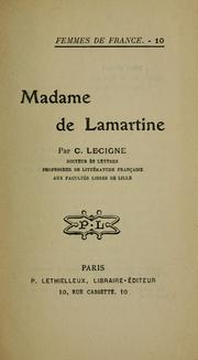 Cover of: Madame de Lamartine