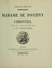 Cover of: Madame de Pontivy by Charles Augustin Sainte-Beuve