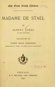 Cover of: Madame de Staël