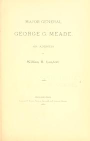 Cover of: Major General George G. Meade.