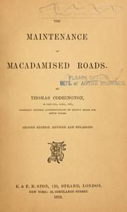 Cover of: maintenance of macadamised roads.