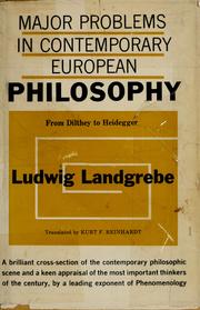Cover of: Major problems in contemporary European philosophy, from Dilthey to Heidegger.