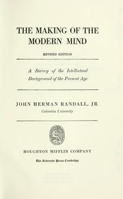 Cover of: The making of the modern mind. by John Herman Randall Jr.