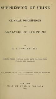 Cover of: Suppression of urine: clinical descriptions and analysis of symptoms
