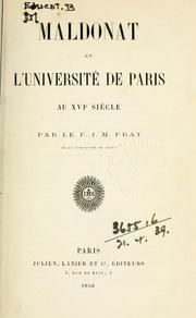 Cover of: Maldonat et l'Université de Paris au XVIe siècle. by Jean Marie Prat