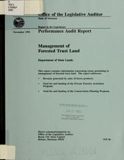 Cover of: Management of forested trust land, Department of State Lands: performance audit report