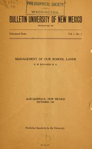 Management of our school lands by D. M. Richards