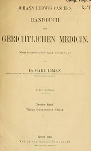 Cover of: Handbuch der gerichtlichen Medicin by Johann Ludwig Casper