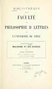 Cover of: Malherbe et ses sources. by Albert Counson, Albert Counson