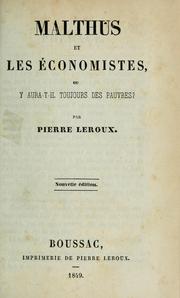 Cover of: Malthus et les économistes: ou, Y aura-t-il toujours des pauvres?