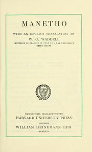 Cover of: Manetho, with an English translation by W.G. Waddell