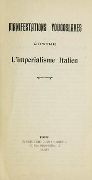Cover of: Manifestations yougoslaves contre l'imperialisme italien by Ivan Palacek