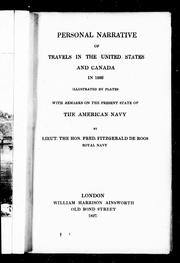Cover of: Personal narrative of travels in the United States and Canada in 1826: with remarks on the present state of the American navy
