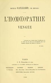 Cover of: L'homoeopathie vengée