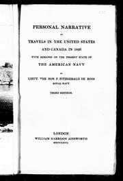 Cover of: Personal narrative of travels in the United States and Canada in 1826: with remarks on the present state of the American navy