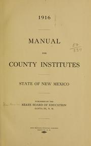 Cover of: Manual for country institutes, state of New Mexico