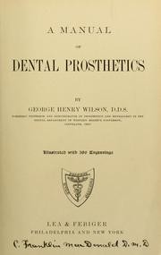 Cover of: A manual of dental prosthetics