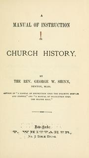 Cover of: A manual of instruction in church history.