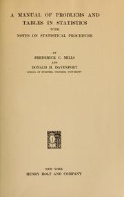 Cover of: A manual of problems and tables in statistics
