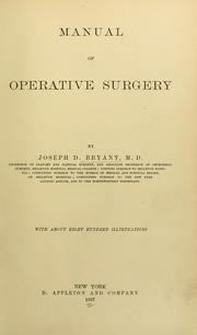 Cover of: Manual of operative surgery