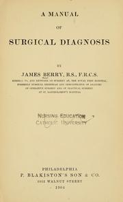 Cover of: A manual of surgical diagnosis