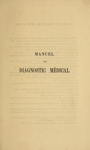 Cover of: Manuel de diagnostic médical