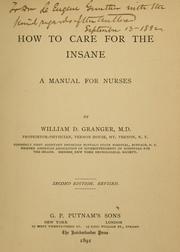 Cover of: How to care for the insane: a manual for nurses