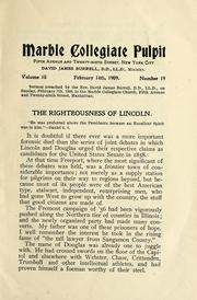 Cover of: Marble Collegiate pulpit: The righteousness of Lincoln
