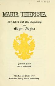 Cover of: Maria Theresia by Eugen Guglia