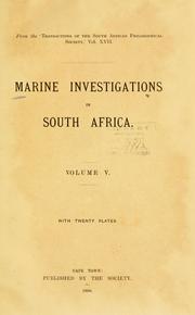 Cover of: Marine investigations in South Africa. by Cape of Good Hope (Colony). Dept. of Agriculture.