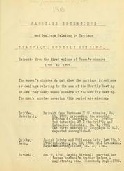 Cover of: Marriage intentions and dealings relating to marriage