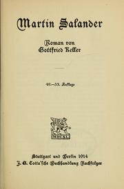Cover of: Martin Salander by Gottfried Keller
