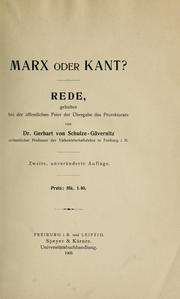 Cover of: Marx oder Kant?: Rede, gehalten bei der öffentlichen Feier der übergabe des Prorektorats