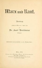Cover of: Marx und Kant: Vortrag gehalten in Wien am 8. April 1904