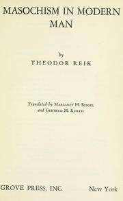 Cover of: Masochism in modern man. by Theodor Reik